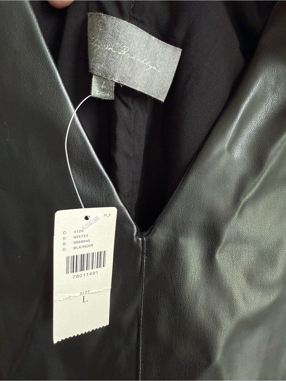 Anthropologie SUNDAY IN BROOKLYN Faux-Leather V-Neck Pinafore Sz L - Picture 5 of 5